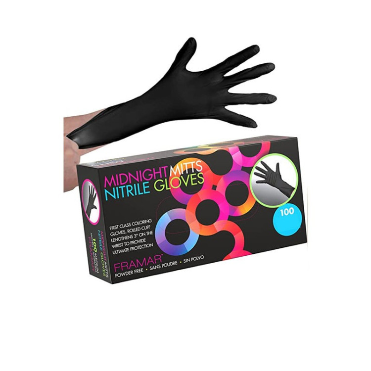 FRAMAR MIDNIGHT MITTS NITRILE GLOVES 100 MEDIUM
