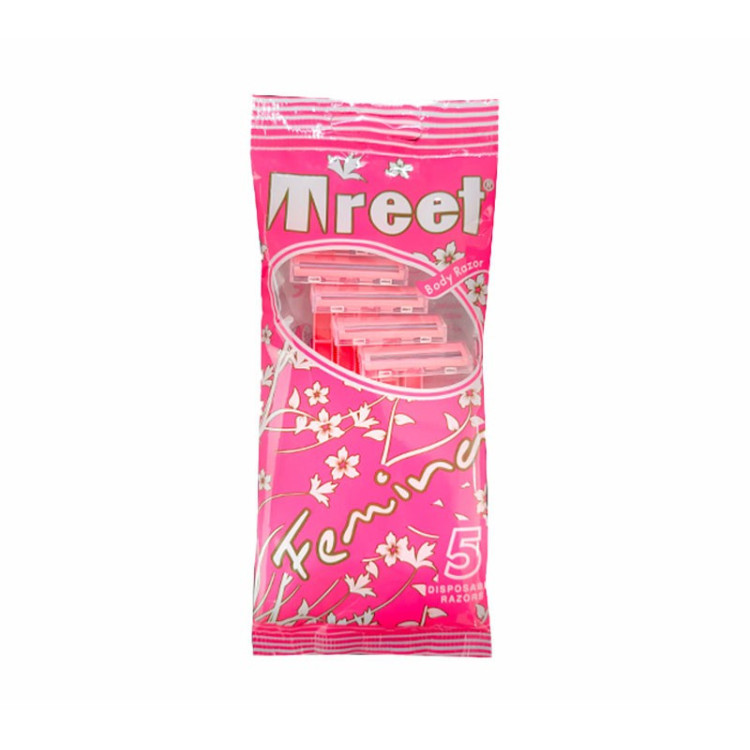 MAQUINILLA DE AFEITAR DESECHABLES ROSAS 5 UDS BODY RAZOR TREET FEMENINA